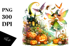 Vibrant Fairy Halloween Scene | Clipart Product Image 1