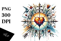 Simple Washed Watercolor Heart PNG Product Image 1