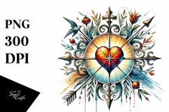 Simple Washed Watercolor Heart PNG Product Image 1