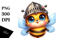 Vibrant Watercolor Smiling Cute Baby Bee Knight's PNG Product Image 1
