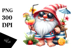 Whimsical Gnome Drinking Cocktail PNG Product Image 1