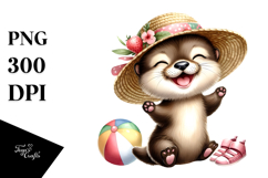 Cute Baby Otter Ready for the Beach, High-Quality PNG Product Image 1