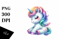Colorful Baby Unicorn PNG Product Image 1