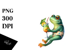 Happy Frog Drinking Cocktail, Tropical PNG Product Image 1