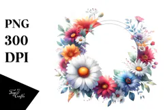 Vibrant Floral Frame with Glossy Petals, PNG Product Image 1