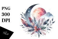 Vibrant Abstract Boho Moon with Foliage | Sticker Product Image 1