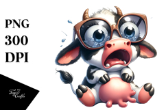 Dramatic Cow with Oversized Sunglasses, PNG Product Image 1