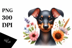 Funny Baby Lateral Doberman Pinscher Watercolor Clipart Product Image 1