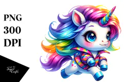 Cute Vibrant Baby Unicorn PNG Product Image 1