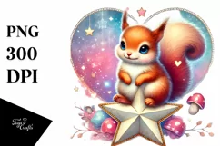 Adorned Pastel Squirrel on Star PNG Product Image 1