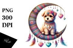 Colorful Puppy on Moon, Transparent PNG Product Image 1