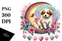 Colorful Puppy on Moon, Transparent PNG Product Image 1