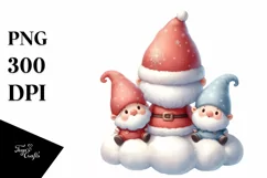 Vintage Santa with Gnomes PNG Product Image 3