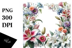 Vibrant Floral Frame Lily | Clipart Product Image 1