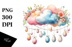 Watercolor Cloud with Easter Eggs PNG Product Image 1