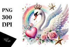 Colorful Adorned Swan Holding Heart Product Image 1