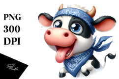 tongue-out Cow with Party Hat, High-Res PNG Product Image 1