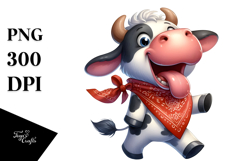 tongue-out Cow with Party Hat, High-Res PNG Product Image 1