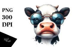 Watercolor Baby Cow Funny Sunglasses PNG Product Image 1
