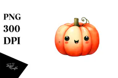 Funny Pumpkin Watercolor PNG Product Image 1