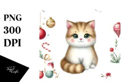 Cute Cat with Christmas Decorations, PNG Product Image 1