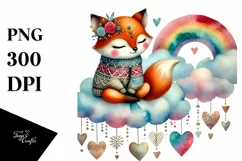 Colorful Fox on Cloud, Transparent PNG Product Image 1