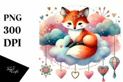 Colorful Fox on Cloud, Transparent PNG Product Image 1