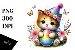 Baby Cat with Easter Egg PNG Product Image 1