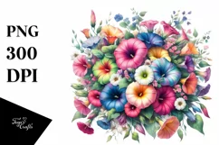 Vibrant Colorful Morning Glory | Sublimation | Clipart Product Image 1