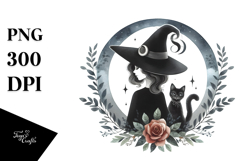 Retro Witch with Cat PNG Product Image 1