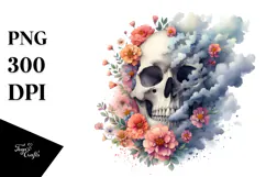Skull Made of Spring Flowers PNG Product Image 1
