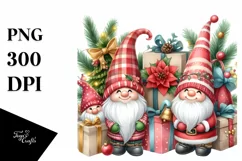 Christmas Gnomes and Presents, PNG Product Image 1