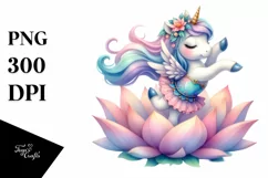 Cute Unicorn Dancer Watercolor Clipart Title Product Image 1