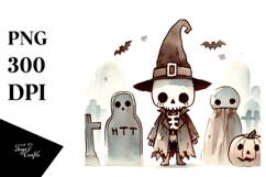 Simple Uncolored Halloween Undead, PNG Product Image 1