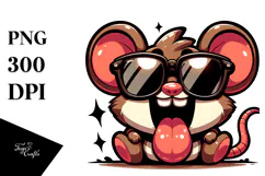 Pure Joy Mouse with Oversized Sunglasses, PNG Product Image 1