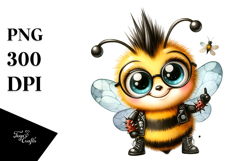 Energetic Bee with Singer Look, High-Res PNG Product Image 1
