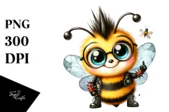 Energetic Bee with Singer Look, High-Res PNG Product Image 1