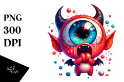 Ghost Licking Eyeball Candy Watercolor PNG Product Image 1