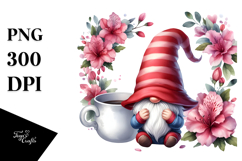 Cute GNOME with Azalea Floral Frame PNG Product Image 1