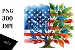 Abstract Tree in USA Flag Colors PNG Product Image 1