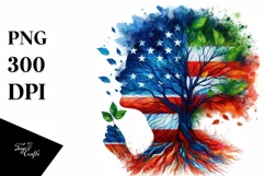 Abstract Tree in USA Flag Colors PNG Product Image 1