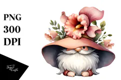 Cute GNOME with Big Hat and Ranunculus PNG Product Image 1