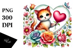 Colorful Adorned Cat Holding Heart Product Image 1