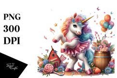 Colorful Baby Unicorn Barn Dance PNG Product Image 1
