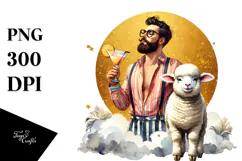 Lamb with Beachwear and Cocktail, High-Res PNG Product Image 1