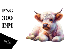 Colorful Baby Highland Cow with Louisiana Bayou, PNG Product Image 1