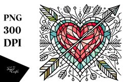 Lineart Stained Heart PNG Product Image 1