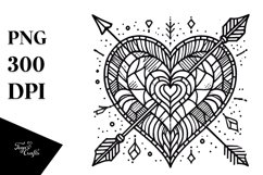 Lineart Stained Heart PNG Product Image 1