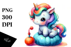 Cute Baby Unicorn Pumpkin Clipart Product Image 1