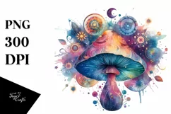 Colorful Watercolor Splashes, Vibrant Moon | Clipart Product Image 1